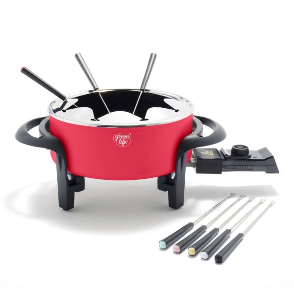 GreenLife 14-Cup PFAS-Free Ceramic Nonstick Electric Fondue Pot Set