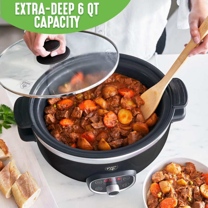 GreenLife Cook Duo Programmable 6-qt. PFAS-Free Ceramic Nonstick Slow Cooker - Image 5