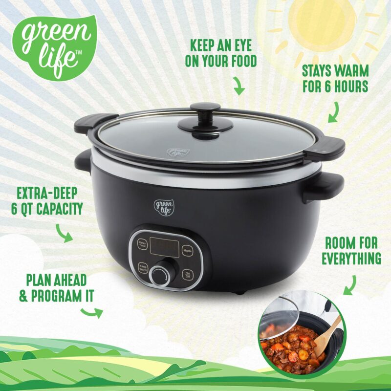 GreenLife Cook Duo Programmable 6-qt. PFAS-Free Ceramic Nonstick Slow Cooker - Image 6