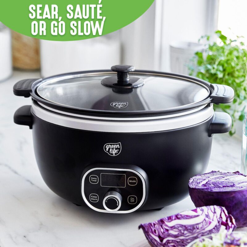 GreenLife Cook Duo Programmable 6-qt. PFAS-Free Ceramic Nonstick Slow Cooker - Image 4