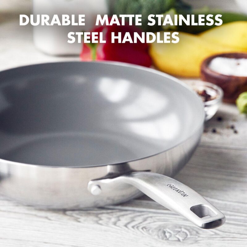 GreenPan Chatham Tri-Ply Stainless Steel Healthy Ceramic Nonstick Wok Pan - Image 6