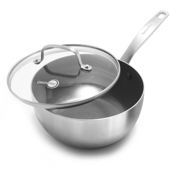 GreenPan Chatham Tri-Ply Stainless Steel Healthy Ceramic Nonstick 2.5-qt. Saucepan with Lid