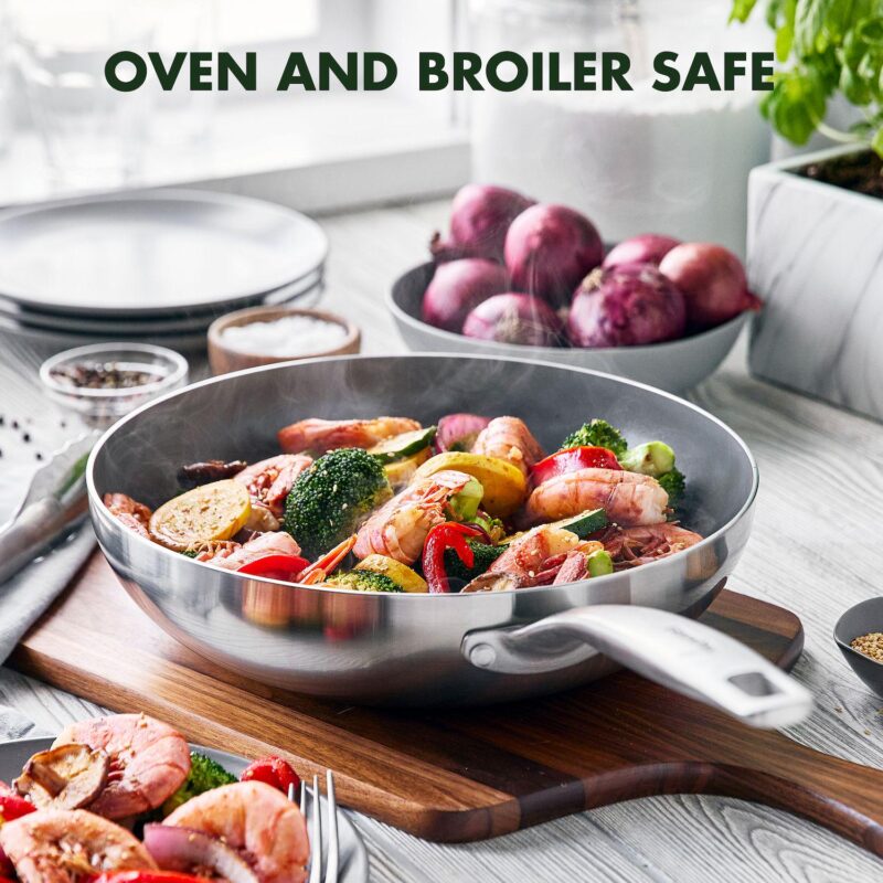 GreenPan Chatham Tri-Ply Stainless Steel Healthy Ceramic Nonstick Wok Pan - Image 9