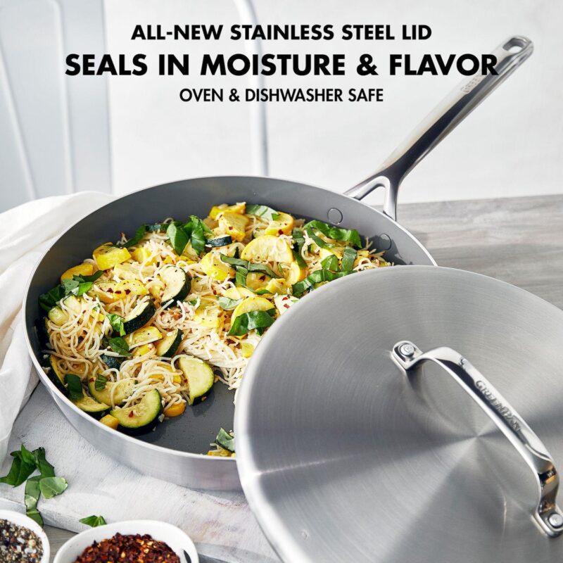 GreenPan GP5 12 in 5Ply Stainless Steel Frying Pan w Lid - Image 5
