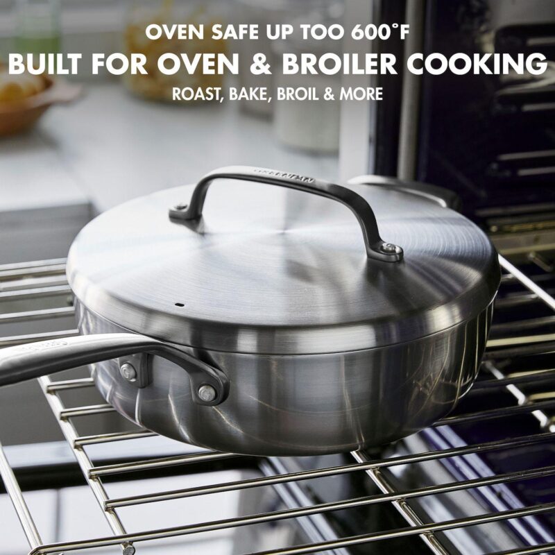 GreenPan GP5 4 QT 5Ply Stainless Steel Saute Pan with Lid - Image 5