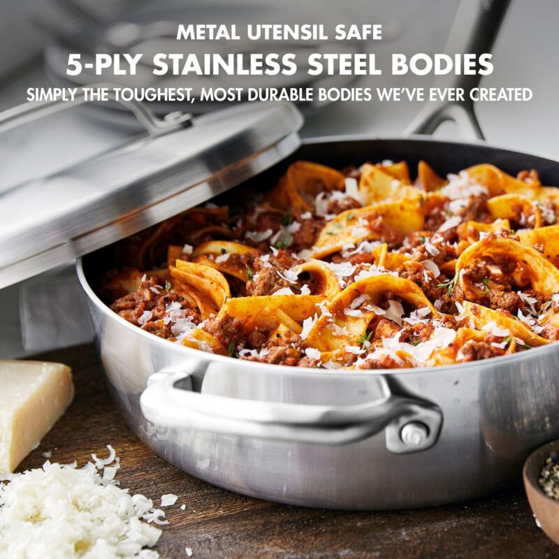 GreenPan GP5 4 QT 5Ply Stainless Steel Saute Pan with Lid - Image 4