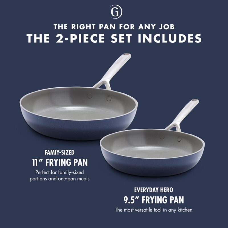 GreenPan GP5 Hard-Anodized Aluminum Healthy Ceramic Nonstick 9.5-in. and 11-in. 2-pc. Frying Pan Skillet Set - Image 6