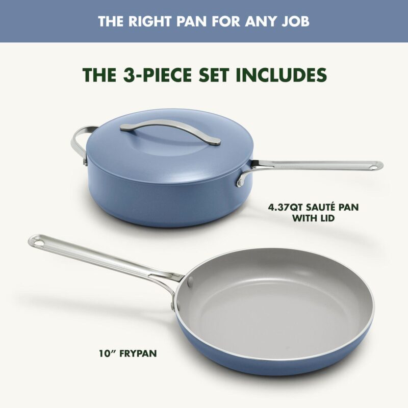 GreenPan Nova 3-pc. Healthy Ceramic Nonstick Cookware Set 10-in. Frypan and 4.37-qt. Saut Pan with Lid - Image 5
