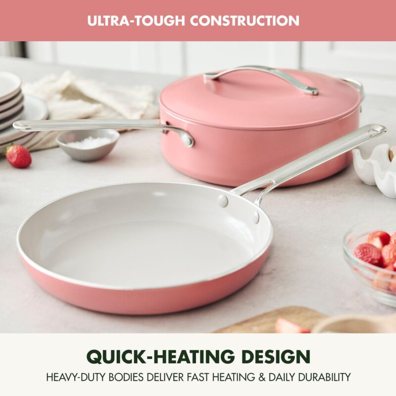 GreenPan Nova 3-pc. Healthy Ceramic Nonstick Cookware Set 10-in. Frypan and 4.37-qt. Saut Pan with Lid - Image 4