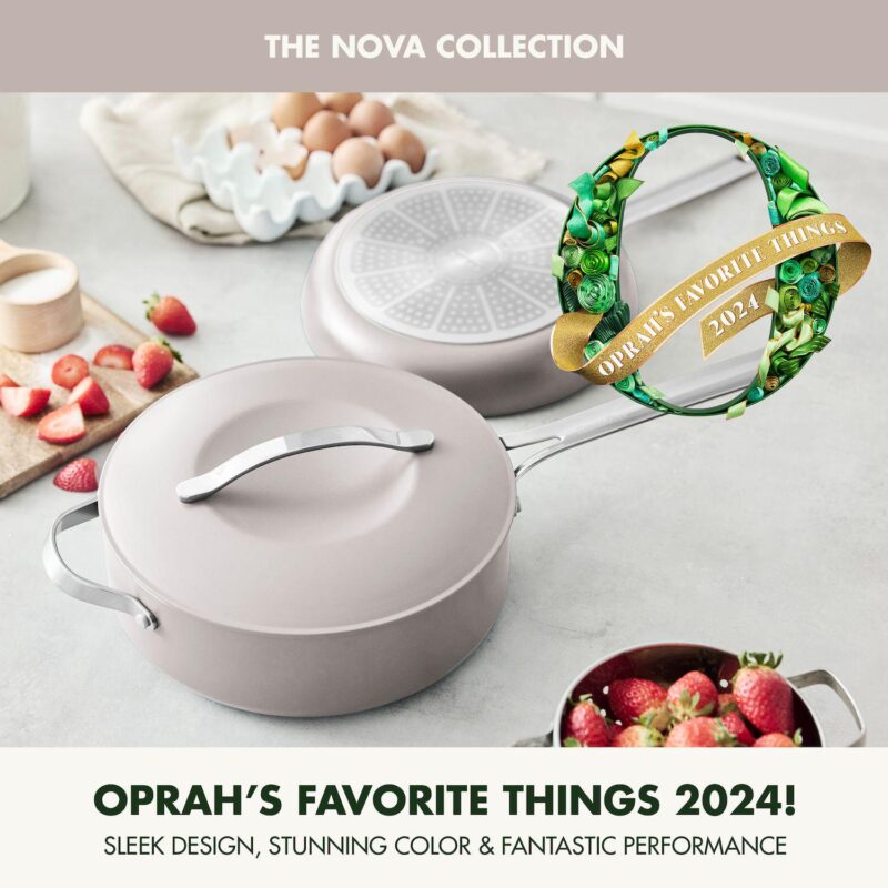 GreenPan Nova 3-pc. Healthy Ceramic Nonstick Cookware Set 10-in. Frypan and 4.37-qt. Saut Pan with Lid - Image 2