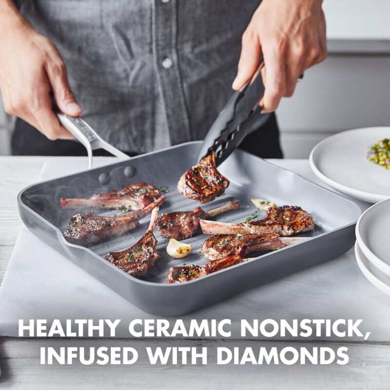 GreenPan Paris Pro 11-in. Ceramic Nonstick Square Grill Pan - Image 2