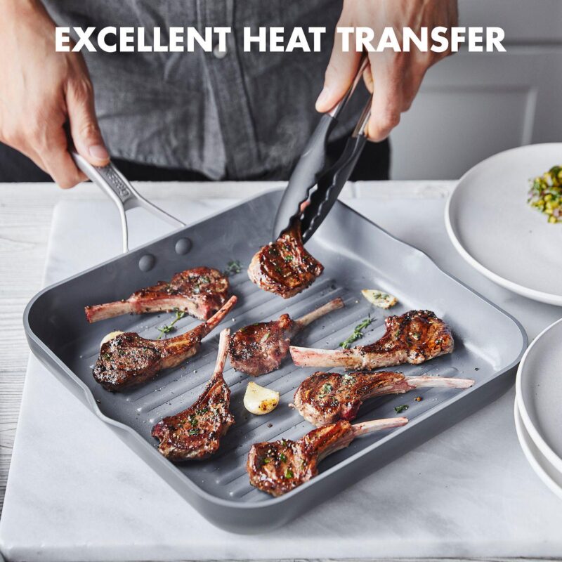 GreenPan Paris Pro 11-in. Ceramic Nonstick Square Grill Pan - Image 3