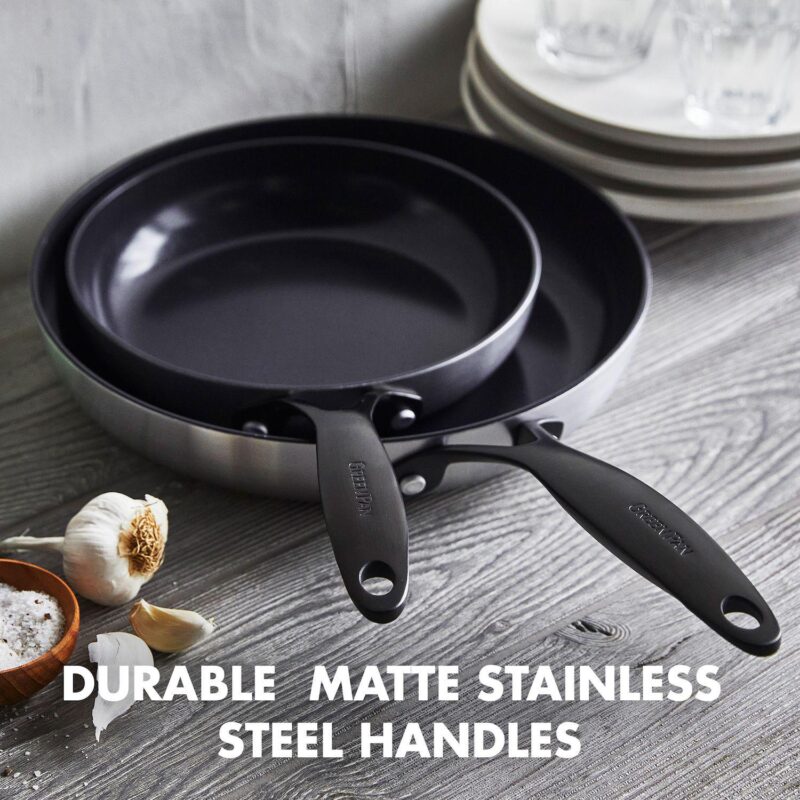 GreenPan Venice Pro Noir 2pc 3Ply Stainless Steel Frypan Set - Image 6