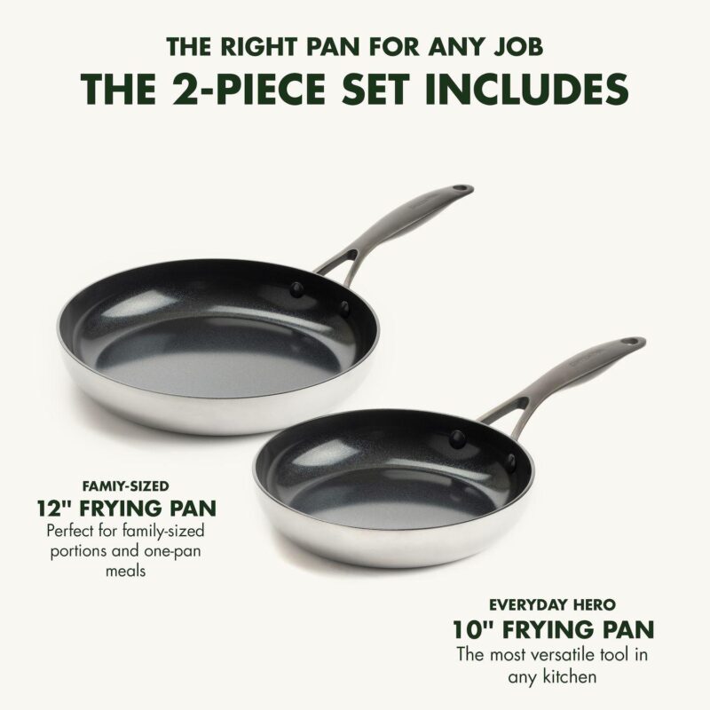 GreenPan Venice Pro Noir 2pc 3Ply Stainless Steel Frypan Set - Image 3