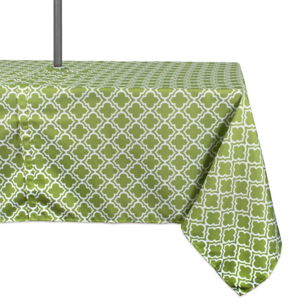 Green and White Lattice Rectangular Tablecloth with Zipper 60 x 84