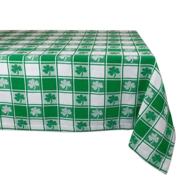 Green and White Shamrock St. Patrick's Day Rectangular Tablecloth 60  x 84