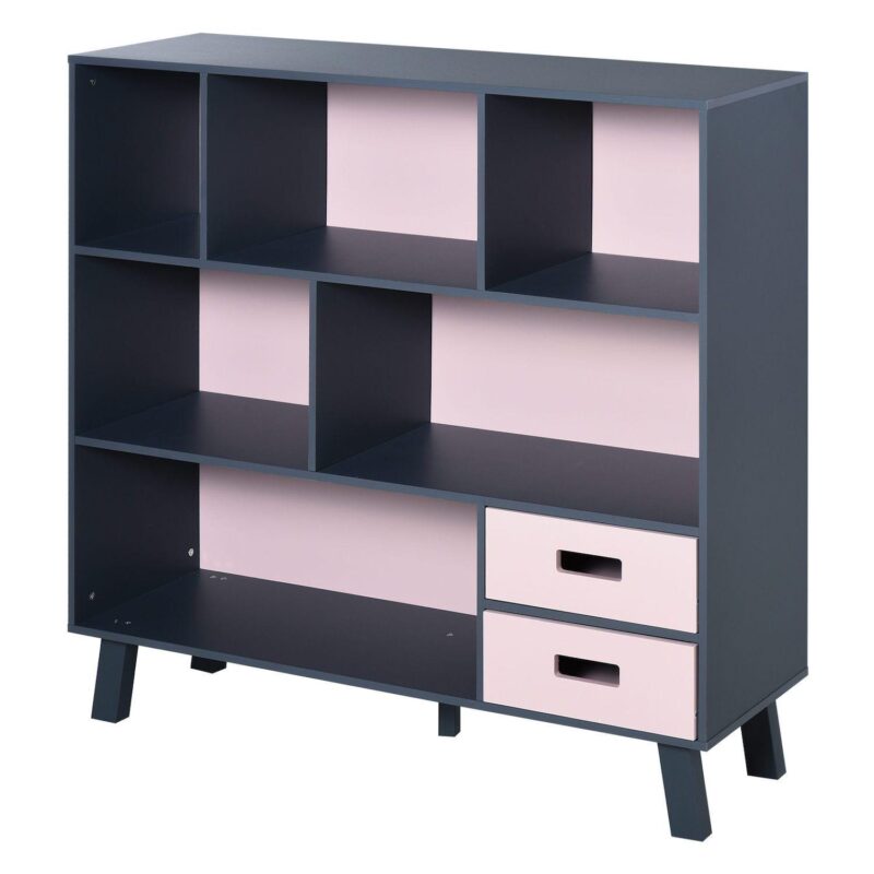 HOMCOM 3-Tier Bookcase Chest Open Shelves Cabinet Home Storage Furniture with Drawers - Image 5