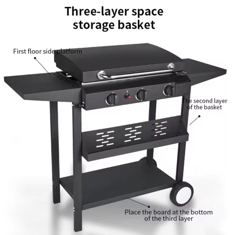 HONGGE 3-Burner Propane Flat Top Gas Grill Griddle, for BBQ, Camping - Image 2