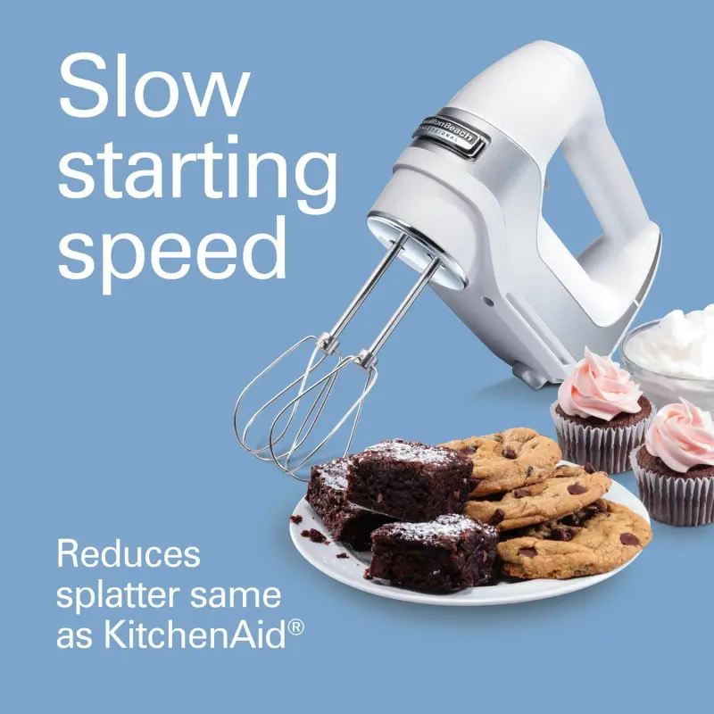 Hamilton Beach Professional 5-Speed Electric Hand Mixer, High Performance DC Motor, QuickBurst, Slow Start Speed, Stainless Steel Beaters and Whisk, White, 62652 - Image 3