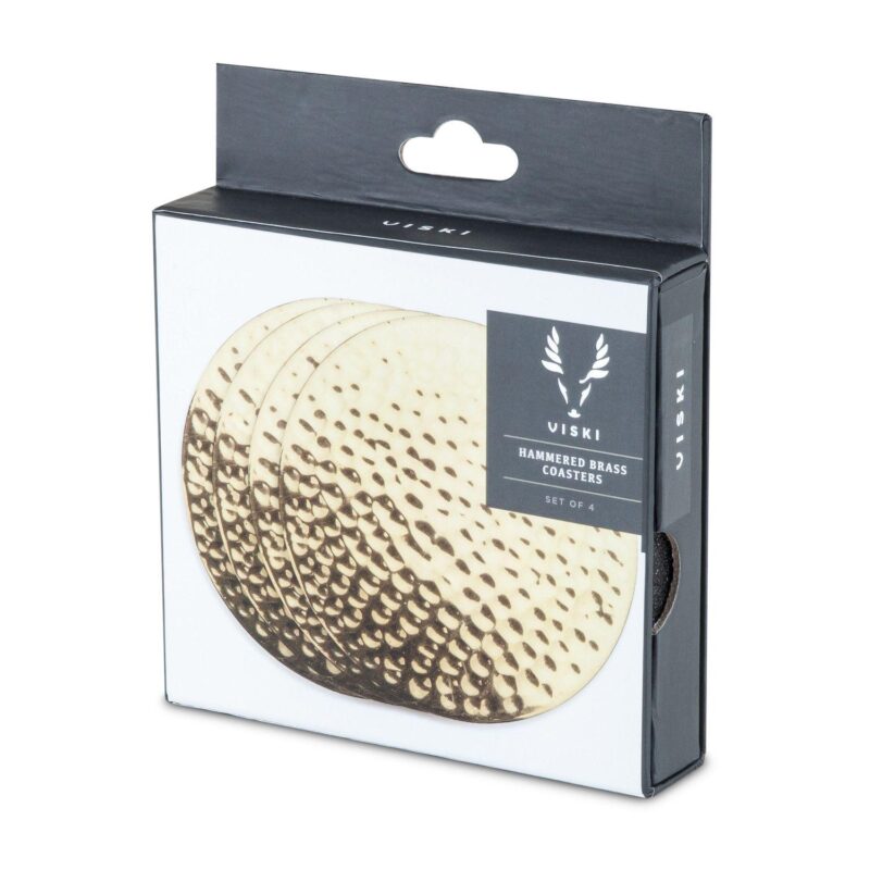 Hammered Brass Coasters By Viski - Image 5