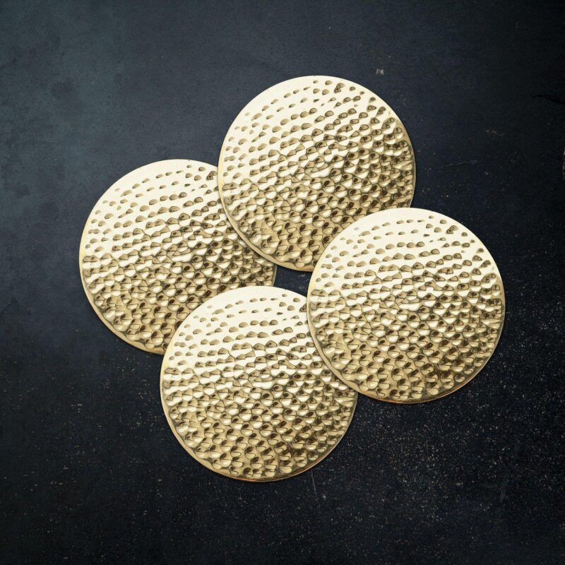 Hammered Brass Coasters By Viski - Image 2