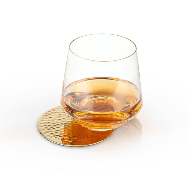 Hammered Brass Coasters By Viski - Image 4