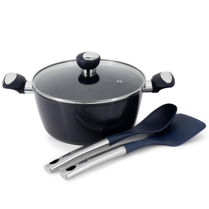 Hawke 14 Piece Ceramic Nonstick Cookware Set in Dark Blue - Image 2