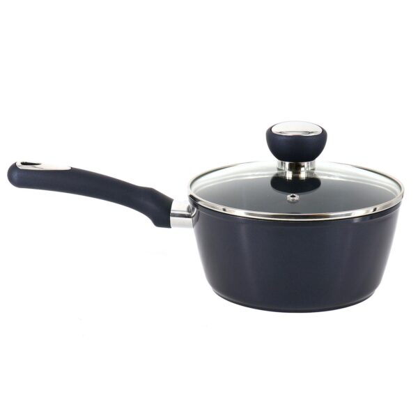 Hawke 1.9 Quart Ceramic Nonstick Aluminum Saucepan with Lid in Dark Blue