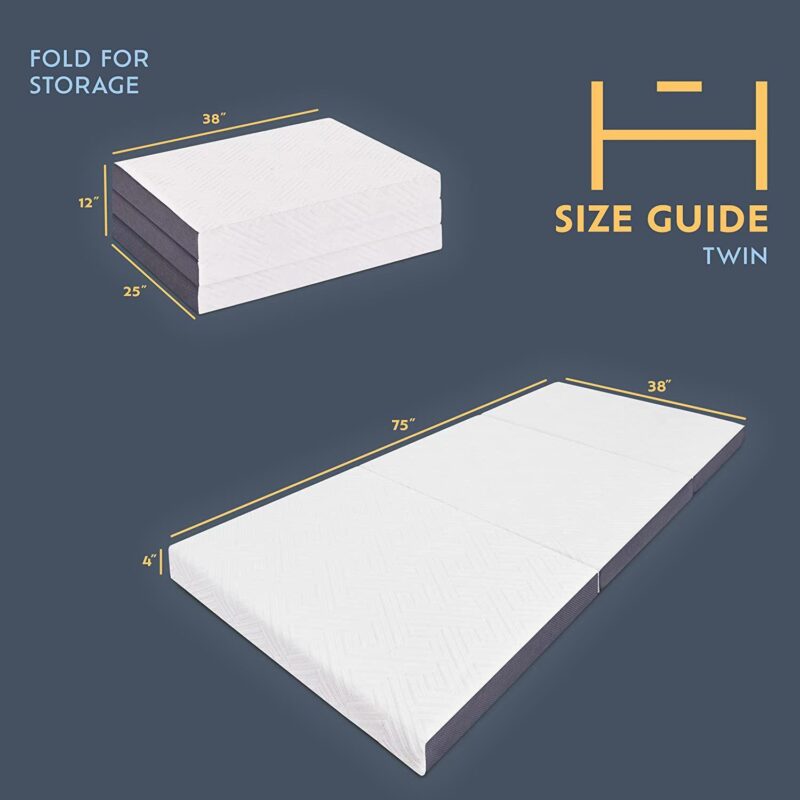 Heyward 4 Trifold Twin Mattress, Machine Washable Memory Foam Mattress - Image 2