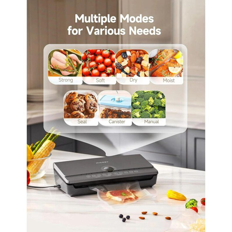 Hicozy Automatic Food Vacuum Sealer With Built-in Cutter And Bag Storage - Image 4