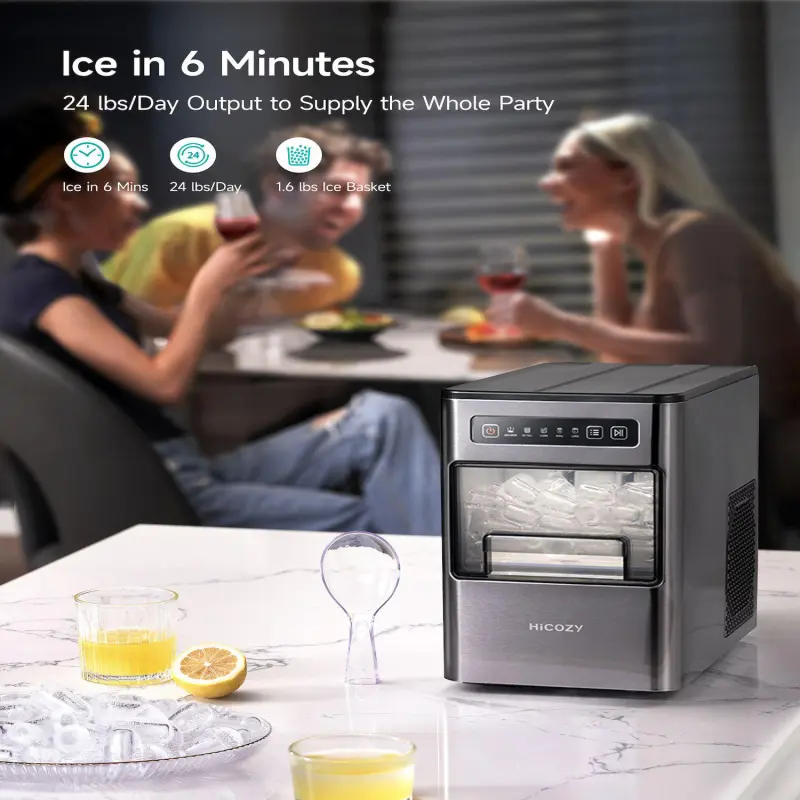 Hicozy Countertop Bullet Ice Maker, Ice In 6 Mins, 24 Lbs/day - Image 3