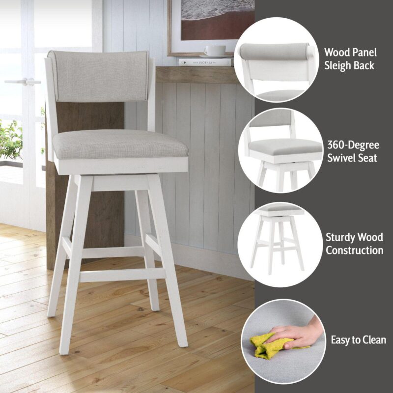 Hillsdale Furniture Clarion Wood and Upholstered Swivel Bar Stool - Image 9