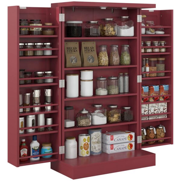 Homcom 41  Kitchen Pantry With 12 Spice Racks And Adjustable Shelves