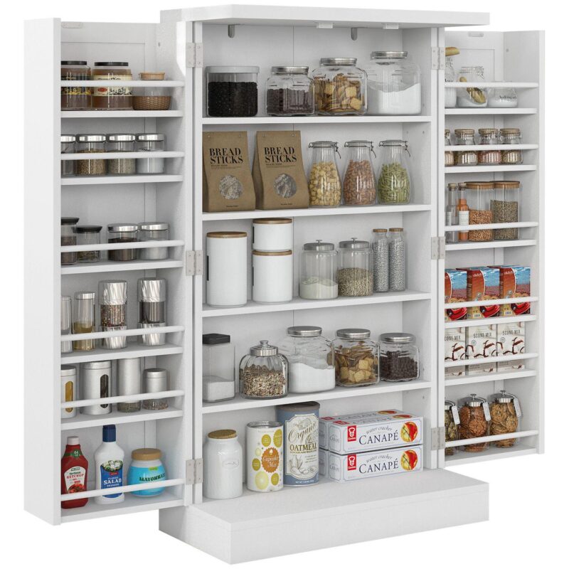 Homcom 41  Kitchen Pantry With 12 Spice Racks And Adjustable Shelves - Image 4