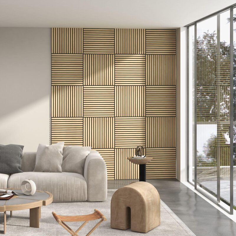 Homcom 4 Pack Acoustic Wall Panels, 24  X 24  Wood Wall Panels - Image 3
