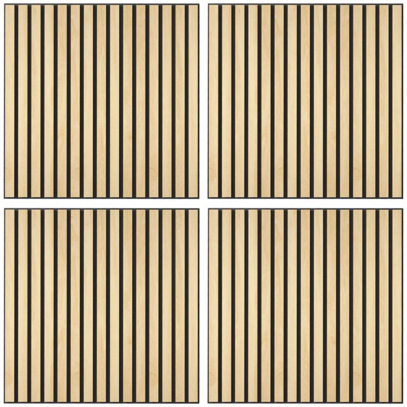 Homcom 4 Pack Acoustic Wall Panels, 24  X 24  Wood Wall Panels - Image 4