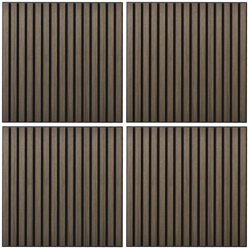 Homcom 4 Pack Acoustic Wall Panels, 24  X 24  Wood Wall Panels