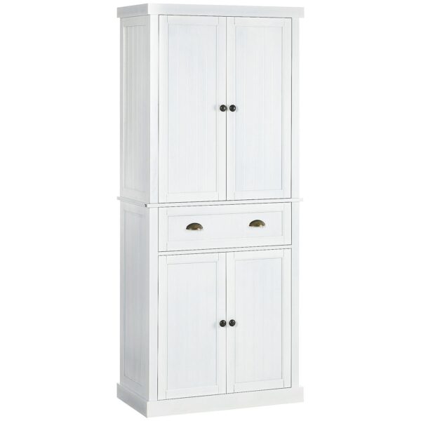 Homcom 72  Wood Kitchen Pantry Cabinet Soft Close Storage Oragnizer White