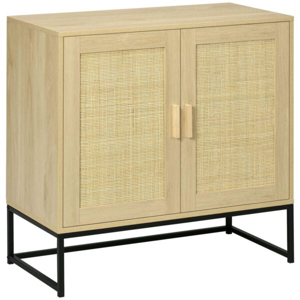 Homcom Accent Cabinet Buffet Cabinet With Rattan Doors Adjustable Shelf