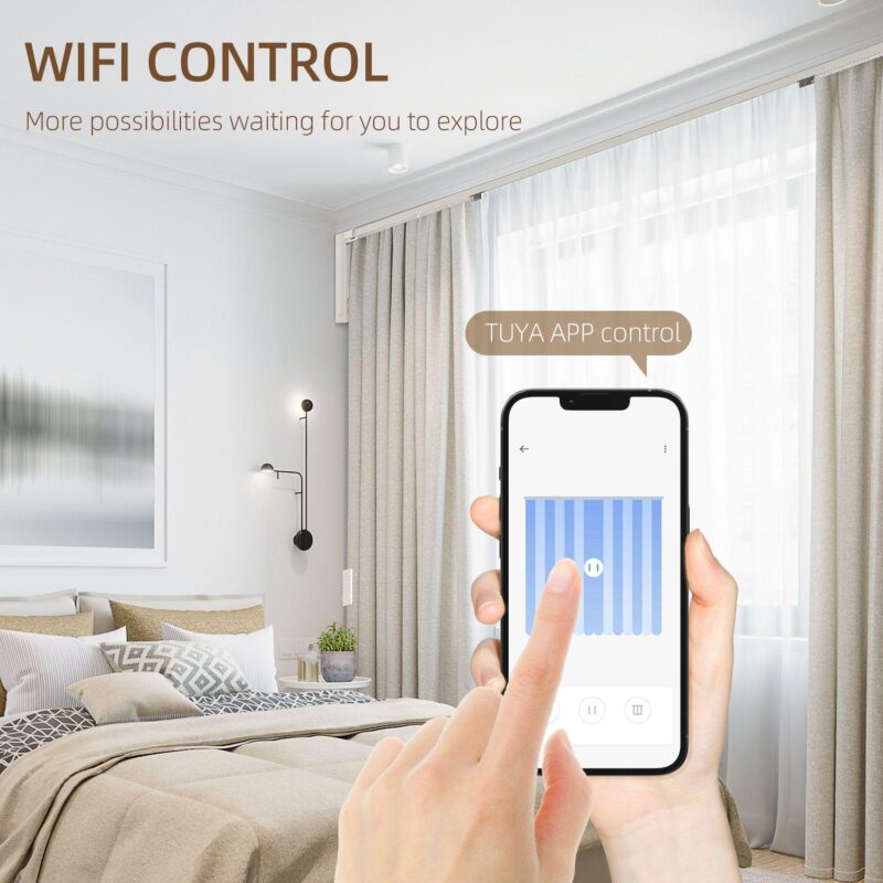 Homcom Automatic Smart Curtains System With Alexa, Wifi App, 180 , White - Image 5