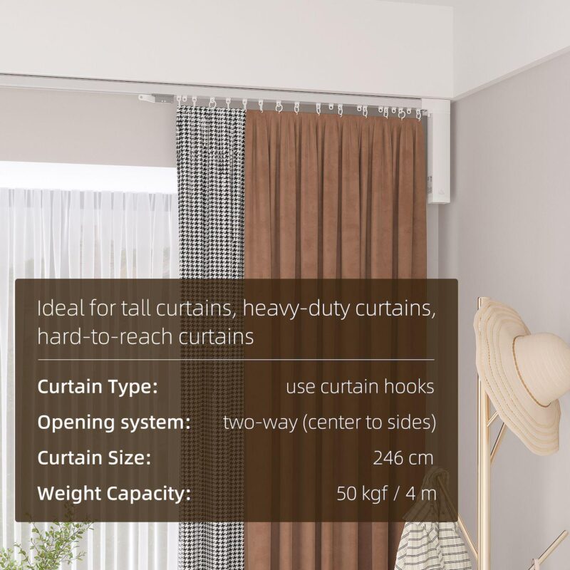 Homcom Automatic Smart Curtains System With Alexa, Wifi App, 180 , White - Image 4