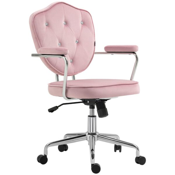 Homcom Cute Office Chair, Velvet-feel Fabric Vanity Chair