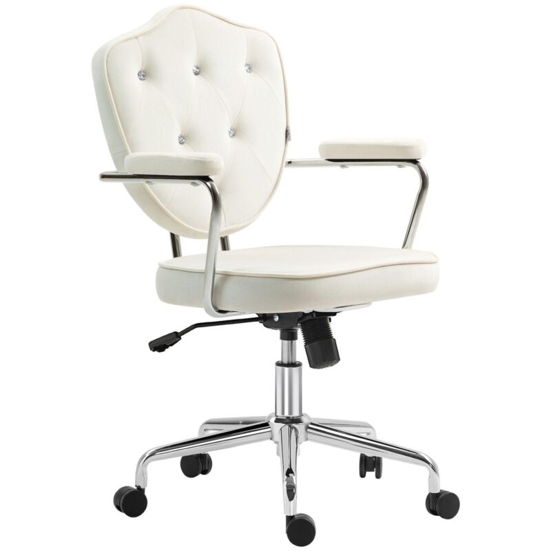 Homcom Cute Office Chair, Velvet-feel Fabric Vanity Chair - Image 5
