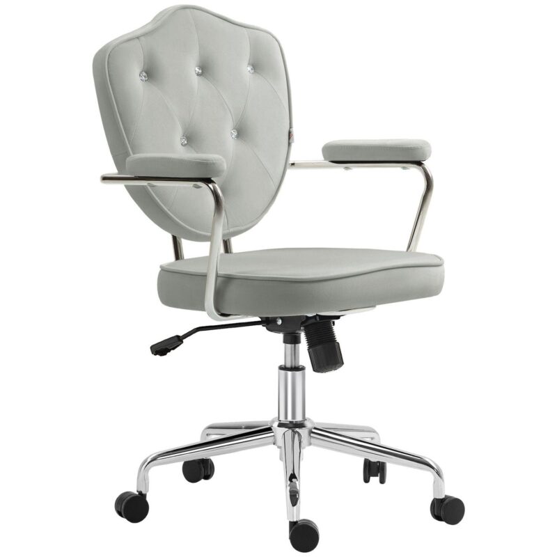 Homcom Cute Office Chair, Velvet-feel Fabric Vanity Chair - Image 4