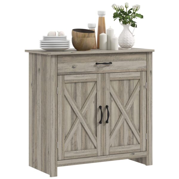 Homcom Farmhouse Sideboard Buffet Cabinet With Barn Doors And Drawer