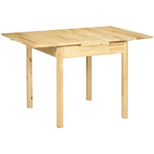 Homcom Foldable Dining Table, Pine Wood Drop Leaf Table For Small Spaces