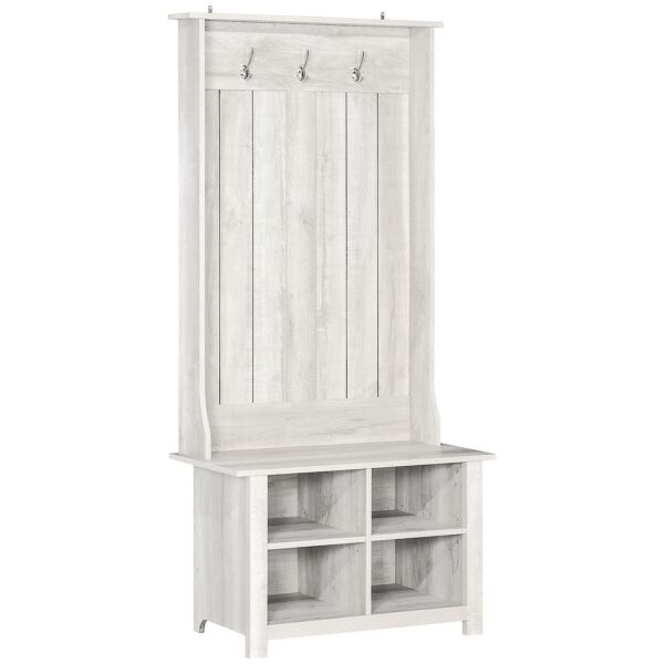 Homcom Hall Tree W/ Shoe Storage Bench Entryway Coat Rack Bench White