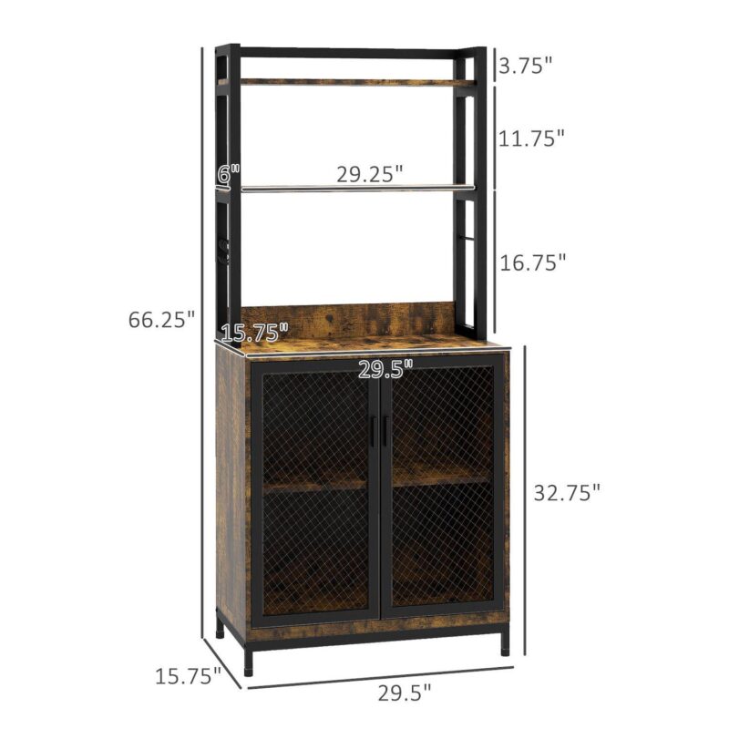 Homcom Industrial Baker's Rack Multi-tier Microwave Stand With 4 Hooks - Image 3