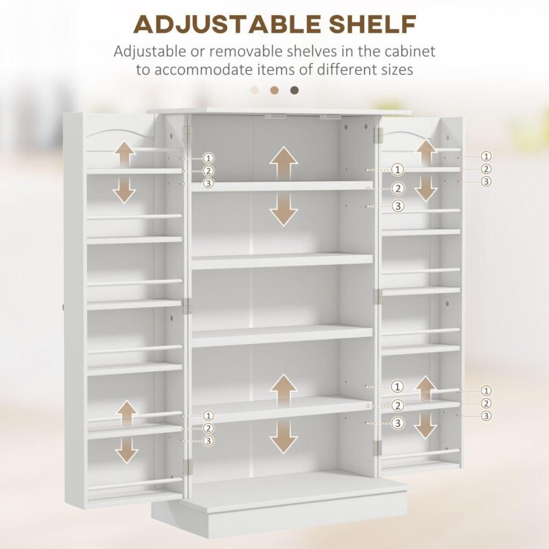 Homcom Kitchen Pantry Storage Cabinet W/ 5-tier Shelving, 12 Spice Racks - Image 5