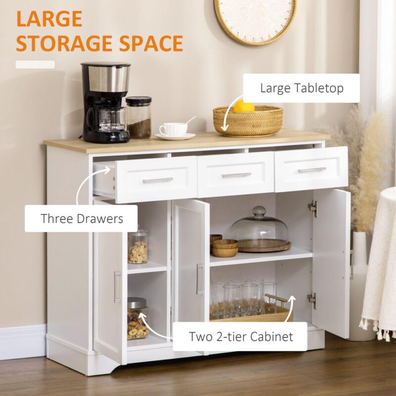 Homcom Kitchen Sideboard Buffet Cabinet With Storage, Kitchen Island - Image 4